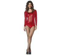 FIESTAS GUIRCA Body Rojo Metalizado con Manga para Mujer