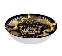 FIESTAS GUIRCA | Bol de Año Nuevo Reutilizable (32 cm) - Decoración de Mesa para Fiestas de Año Nuevo y Celebraciones Festivas - Ideal para Eventos Elegantes y Festivos - Negro y Oro