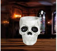 FIESTAS GUIRCA | Bol de Calavera de Poliresina (15x12 cm) - Decoración de Halloween y Fiestas de Miedo - Ideal para Atrezzo de Esqueletos y Celebraciones Terroríficas - Blanco