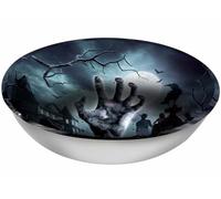 FIESTAS GUIRCA | Bol de Cementerio Reutilizable (32 cm) - Decoración de Mesa para Fiestas de Halloween - Ideal para Celebraciones de Miedo y Terror - Gris