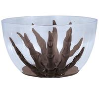 FIESTAS GUIRCA | Bol Transparente con Mano de Esqueleto Negra (6.5x13.5 cm) - Decoración de Mesa Reutilizable para Fiestas de Halloween y Celebraciones de Esqueletos