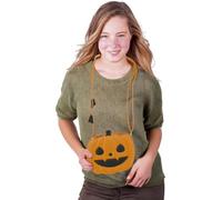 FIESTAS GUIRCA | Bolso de Calabaza para Disfraz Adulto/Niño - Naranja | Forma Divertida | Asa larga | Simil piel y metal | 20X18 cm | Cierre con cremallera | Halloween, Carnaval, Fiestas