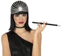 FIESTAS GUIRCA | Boquilla Charleston Lentejuelas Negro (30 cm) - Accesorio de Disfraz para Fiestas de los Años '20 y Celebraciones Temáticas - Ideal para Mujer Adulta - Negro