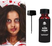 FIESTAS GUIRCA | Bote de Sangre Densa con Pincel (60 ml) - Maquillaje de Halloween para Disfraces de Terror y Fiestas de Miedo - Ideal para Efectos Especiales y Cosplay - Rojo