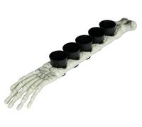 FIESTAS GUIRCA | Brazo Esqueleto con 5 Vasitos (50 cm) - Decoración de Mesa para Fiestas de Halloween y Celebraciones de Esqueletos - Sujeta Vasos Ideal para Ambientes Terroríficos y Eventos - Blanco
