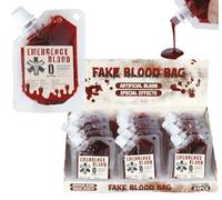 FIESTAS GUIRCA | Caja de 24 Bolsas de Sangre Falsa - Maquillaje de Halloween y Carnaval - Pintura Facial y Corporal para Disfraces de Terror, Vampiros y Películas de Miedo - Rojo