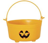 FIESTAS GUIRCA | Caldero Calabaza (24x23x15 cm) - Cesto para Truco o Trato y Decoración de Fiestas de Halloween - Accesorio Ideal para Celebraciones de Brujas y Terror - Naranja