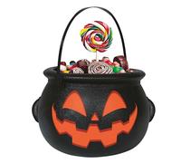 FIESTAS GUIRCA | Caldero Calabaza Infantil (16x20 cm) - Cesta para Truco o Trato de Halloween - Accesorio de Disfraz de Bruja para Niños - Ideal para Fiestas y Celebraciones - Multicolor