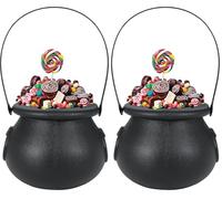 FIESTAS GUIRCA | Caldero de Bruja para Truco o Trato (11 cm) - Accesorio de Halloween para Fiestas y Celebraciones - Ideal para Niños y Adultos - Cesta de Bruja para Caramelos y Dulces - Negro