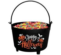 Fiestas GUiRCA - Caldero de plástico Happy Halloween 24 x 23 x 15 cm, color negro