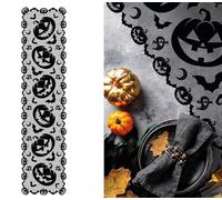 FIESTAS GUIRCA | Camino de Mesa Calabazas Negro (45x200cm) - Decoración de Mesa para Halloween y Fiestas de Disfraces - Ideal para Celebraciones y Eventos - Negro