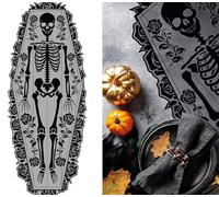 FIESTAS GUIRCA | Camino de Mesa Esqueleto (183x60 cm) - Decoración de Mesa para Fiestas de Halloween y Celebraciones de Esqueletos - Ideal para TDecorar Hogar - Negro