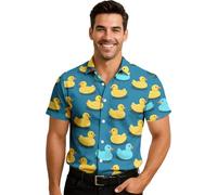 FIESTAS GUIRCA | Camisa Patos de Goma Azul (52-54/L) - Accesorio de Disfraz para Hombre Adulto - Ideal para Fiestas de Verano, Graduaciones y Celebraciones Hawaianas - Azul