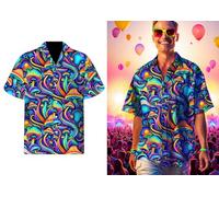 FIESTAS GUIRCA | Camisa Psicodélica Setas (48-50/M) - Accesorio de Disfraz para Hombre Adulto - Ideal para Fiestas de los Años 70, Carnaval y Halloween - Estilo Hippie y Retro - Multicolor