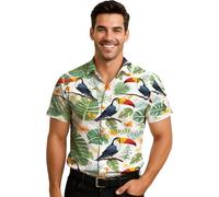 FIESTAS GUIRCA | Camisa Tucán Multicolor (52-54/L) - Ropa de Fiesta para Hombre - Ideal para Celebraciones de Verano, Graduaciones y Fiestas Hawaianas - Accesorio de Disfraz para Adultos - Multicolor