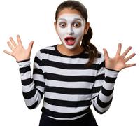 FIESTAS GUIRCA | Camiseta de Rayas Infantil (7-9 Años) - Accesorio Textil para Disfraz de Payaso - Ideal para Fiestas de Disfraces y Celebraciones - Unisex Adulto - Blanco y Negro