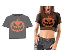 FIESTAS GUIRCA | Camiseta Red Calabaza (Talla Única) - Accesorio de Disfraz para Halloween y Fiestas Temáticas - Ideal para Todos - Camiseta de Malla para Celebraciones - Negro Naranja