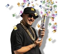 FIESTAS GUIRCA | Cañón de Confetti con Billetes (40 cm) - Decoración para Fiestas de Cumpleaños y Celebraciones de Fin de Año - Ideal para Eventos y Fiestas Temáticas - Multicolor