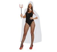 FIESTAS GUIRCA | Capa con Capucha de Terciopelo (130 cm) - Accesorio de Disfraz para Halloween y Fiestas de Diablos y Demonios - Ideal para Adulto Unisex - Blanco