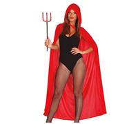 FIESTAS GUIRCA | Capa con Capucha de Terciopelo (130 cm) - Accesorio de Disfraz para Halloween y Fiestas de Diablos y Demonios - Ideal para Adulto Unisex - Rojo