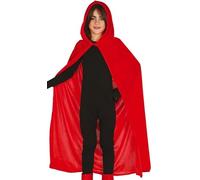 FIESTAS GUIRCA | Capa de Terciopelo con Capucha (100 cm) - Accesorio de Disfraz para Halloween y Fiestas de Diablos y Demonios - Ideal para Niños y Adultos - Rojo