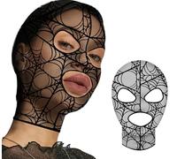 FIESTAS GUIRCA | Capucha Calada Telaraña (Talla Única) - Máscara Textil para Halloween y Fiestas de Sado - Accesorio de Disfraz Unisex para Fiestas de Terror y Mascaradas - Negro