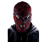 FIESTAS GUIRCA | Capucha Ensangrentada Negra y Roja (Talla Única) - Máscara Textil para Disfraz de Militar o Ladrón en Halloween y Carnaval - Accesorio de Terror para Fiestas - Negro Rojo