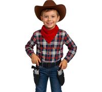 FIESTAS GUIRCA | Cartuchera Doble con Dos Pistolas de Juguete - Accesorio de Disfraz de Vaquero del Viejo Oeste para Niños - Ideal para Fiestas de Disfraces y Carnaval - Negro