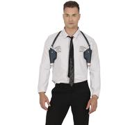 FIESTAS GUIRCA | Cartuchera Doble con Sobaquera - Accesorio de Disfraz de Policía para Fiestas y Celebraciones - Ideal para Halloween y Carnaval - Arma de Juguete para Niños y Adultos - Marrón