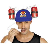 FIESTAS GUIRCA | Casco Bebida Beer Man (Talla Única) - Accesorio de Fiesta para Despedidas de Soltero y Celebraciones de Cerveza - Ideal para Adultos Unisex en Fiestas de Bebidas - Azul