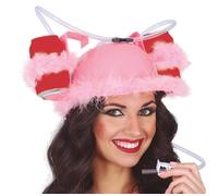 FIESTAS GUIRCA | Casco Bebidas con Plumas (Talla Única) - Accesorio de Fiesta para Adultos - Ideal para Celebraciones de Cerveza y Bebidas - Perfecto para Carnaval y Halloween - Rosa