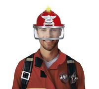 FIESTAS GUIRCA | Casco de Bombero con Sirena y Luz (Talla Única) - Accesorio para Disfraz de Bombero para Halloween, Carnaval y Fiestas de Disfraces - Ideal para Adultos Unisex - Rojo