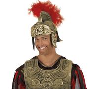 FIESTAS GUIRCA | Casco Romano Dorado para Adulto Unisex - Accesorio de Disfraz para Fiestas de Carnaval, Halloween y Eventos Históricos - Ideal para Recreaciones de Gladiadores y Centuriones - Rojo