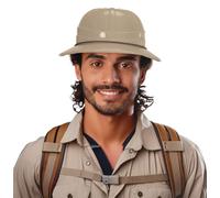 Fiestas Guirca Casco Salacot de PVC Talla Única – Disfraz Militar/Safari Unisex Beige