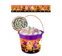FIESTAS GUIRCA | Cesta Brujas (20x14,5 cm) - Cubo para Truco o Trato y Decoración de Fiestas de Halloween - Ideal para Niños y Adultos - Multicolor