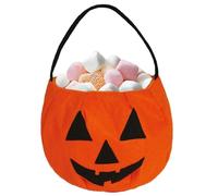 FIESTAS GUIRCA | Cesta Calabaza de Fieltro (24x20 cm) - Cubo para Truco o Trato y Decoración de Halloween - Accesorio Ideal para Fiestas y Celebraciones - Naranja