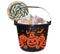 FIESTAS GUIRCA | Cesta Calabazas (18x16 cm) - Cubo para Truco o Trato y Decoración de Fiestas de Halloween - Ideal para Niños y Adultos - Negro y Naranja