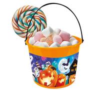 FIESTAS GUIRCA | Cesta Infantil de Calabazas y Fantasmas (18x16 cm) - Accesorio de Truco o Trato para Halloween - Ideal para Niños y Niñas en Fiestas de Disfraces y Celebraciones - Multicolor