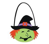 FIESTAS GUIRCA | Cesto de Fieltro Bruja (13x16 cm) - Cubo para Truco o Trato y Decoración de Halloween - Accesorio Ideal para Fiestas y Celebraciones - Naranja