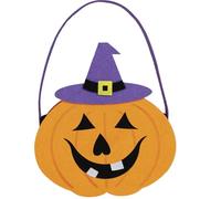 FIESTAS GUIRCA | Cesto de Fieltro Calabaza (16x18 cm) - Cubo para Truco o Trato y Decoración de Halloween - Accesorio Ideal para Fiestas y Celebraciones - Ideal para Adultos y Niños - Naranja