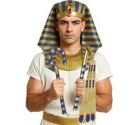FIESTAS GUIRCA | Cetro de Faraón Egipcio (2 Piezas) - Accesorio de Disfraz para Fiestas de Halloween y Carnaval - Ideal para Cosplay de Dioses y Reyes del Antiguo Egipto - Oro y Azul