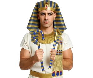FIESTAS GUIRCA | Cetro de Faraón Egipcio (2 Piezas) - Accesorio de Disfraz para Fiestas de Halloween y Carnaval - Ideal para Cosplay de Dioses y Reyes del Antiguo Egipto - Oro y Azul