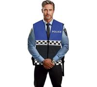 FIESTAS GUIRCA | Chaleco de Policía Azul (Talla Única) - Accesorio de Disfraz para Adultos Unisex - Ideal para Fiestas de Disfraces, Carnaval y Halloween - Estilo Uniforme de Agente - Azul y negro