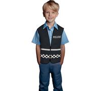 FIESTAS GUIRCA | Chaleco de Policía Infantil Unisex (Talla Única) - Accesorio de Disfraz para Fiestas de Policías y Ladrones, Halloween y Carnaval - Ideal para Niños y Niñas - Negro y Blanco