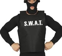 FIESTAS GUIRCA | Chaleco SWAT para Adulto Hombre - Accesorio de Disfraz de Policía y Fuerzas Especiales - Ideal para Fiestas de Disfraces, Halloween y Carnaval - Negro