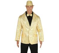 FIESTAS GUIRCA | Chaqueta de Lentejuelas Oro para Hombre (48-50/M) - Ideal para Fiestas de Navidad, Año Nuevo y Celebraciones - Disfraz Brillante para Adultos