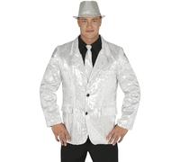 FIESTAS GUIRCA | Chaqueta de Lentejuelas Plata para Hombre (54-56/XL) - Disfraz de Años '70 y Fiestas de Navidad y Año Nuevo - Ideal para Celebraciones y Eventos de Disfraces - Adulto - Plata