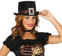 FIESTAS GUIRCA | Chistera Negra de Terciopelo (Talla Única) - Sombrero de Fieltro para Disfraz de Siglo XIX, Victorianos, Magos, Caballero, Accesorio Unisex para Carnaval, Halloween, Fiestas