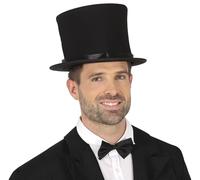 FIESTAS GUIRCA | Chistera Plegable Negra (21 cm) - Sombrero de Estilo Siglo XIX para Fiestas de Despedida de Soltero y Celebraciones - Accesorio de Disfraz Unisex para Adultos - Negro