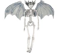 FIESTAS GUIRCA | Colgante Esqueleto Vampiro con Alas (40 cm) - Decoración de Halloween para Fiestas de Terror y Celebraciones de Esqueletos - Ideal para Ambientes Góticos y Espeluznantes - Gris
